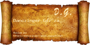 Danczinger Géza névjegykártya